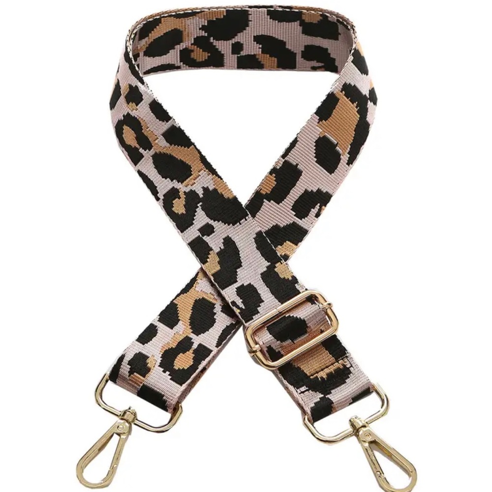 Adjustable 54 in Pink and Black Leopard Print Purse Strap for Bag Cross Body